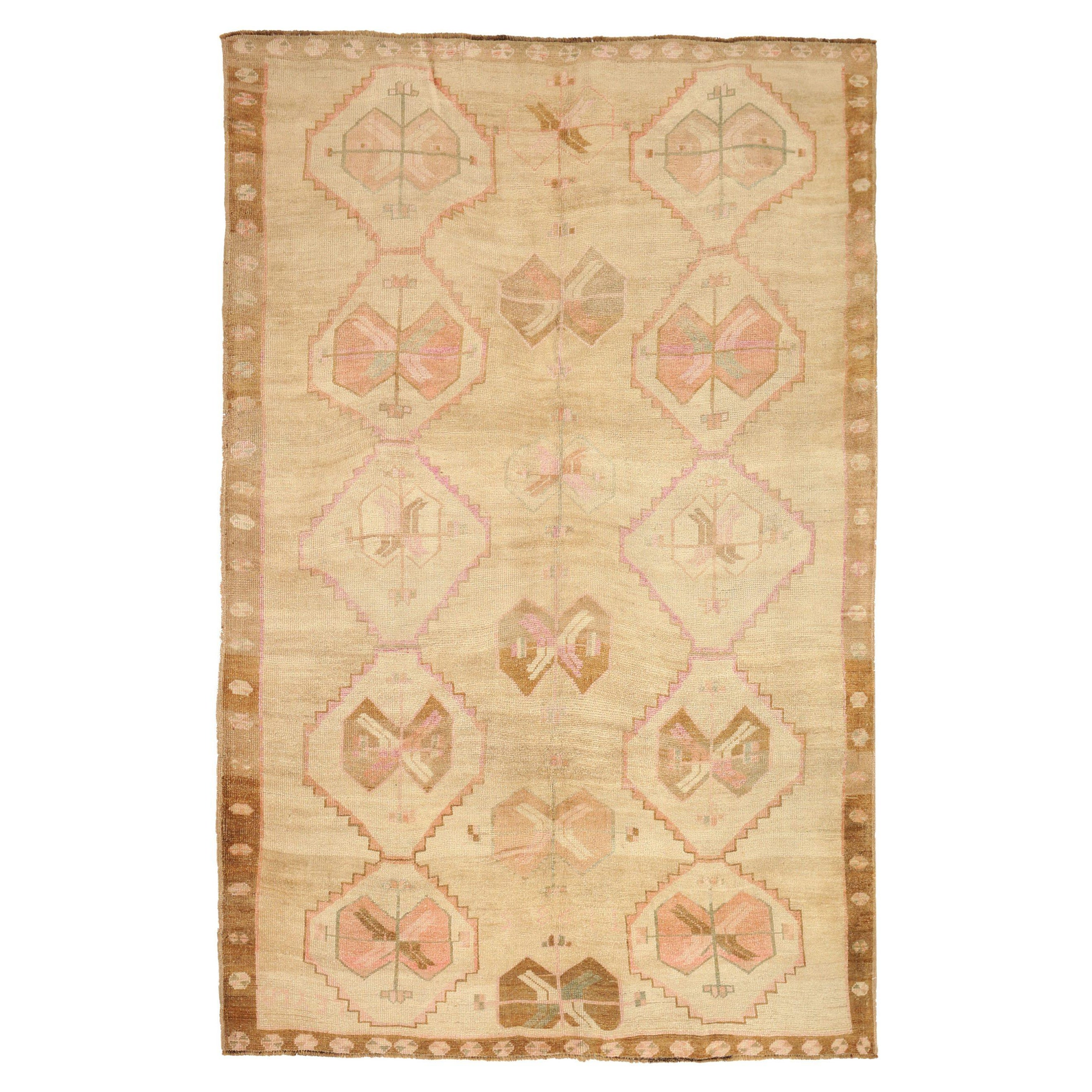 Türkei Anatoly Bereich Teppiche - Wolle Brown Elfenbein Rosa Design - 92785