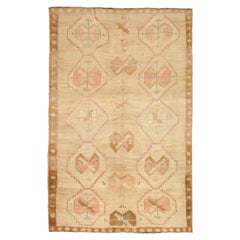 Türkei Anatoly Bereich Teppiche - Wolle Brown Elfenbein Rosa Design - 92785