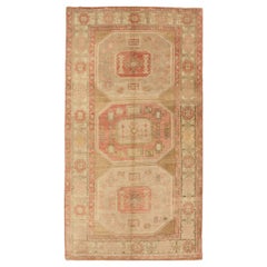 Türkischer Anatoly Kleiner Teppich - Wolle Elfenbein Rosa Design - 92832