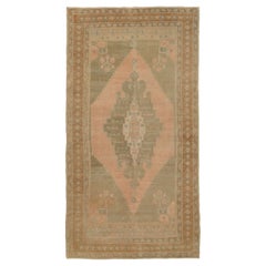 Turkey Anatoly Small Rug - Wool Green Ivory Pink Design - 92886