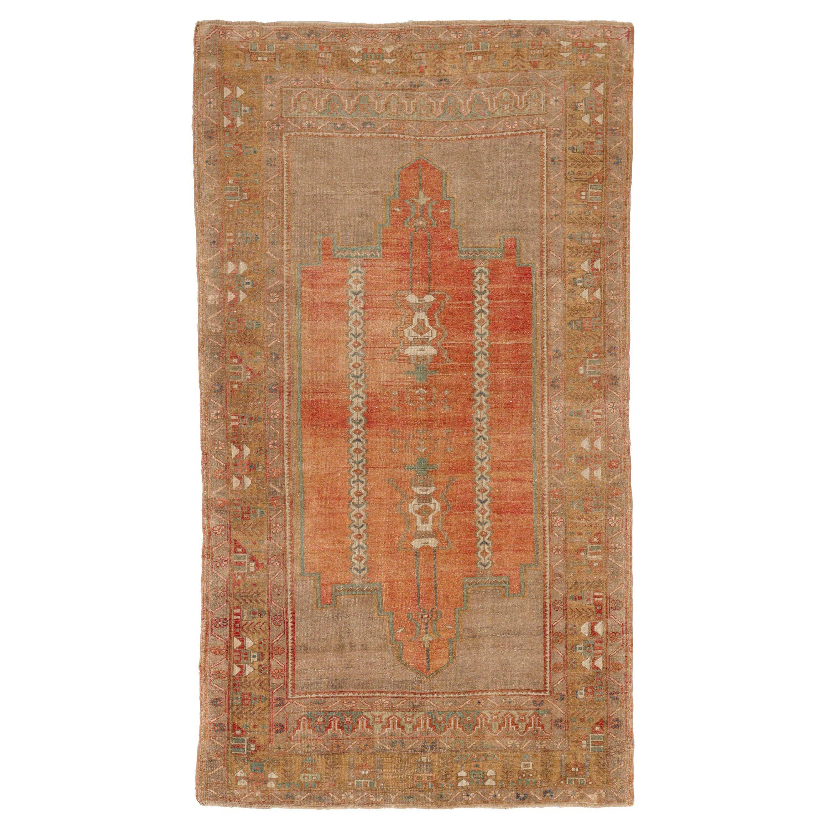 Türkei Anatoly Small Rug - Wolle Brown Orange Red Taupe Design - 92887