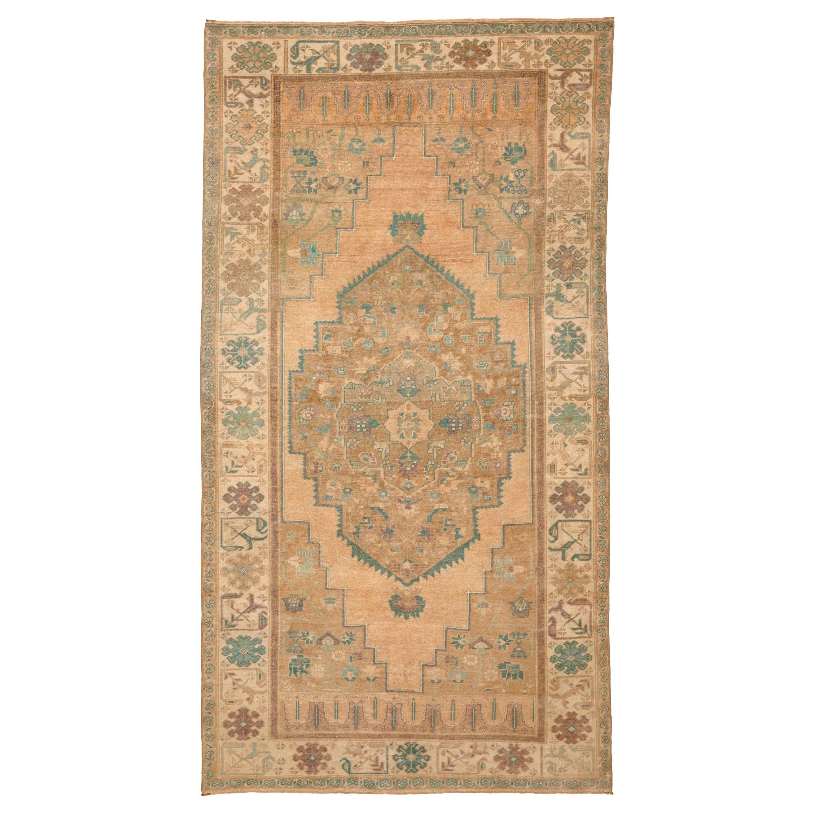 Türkei Anatoly Bereich Teppiche - Wolle Braun Grün Elfenbein Rosa Taupe - 92890