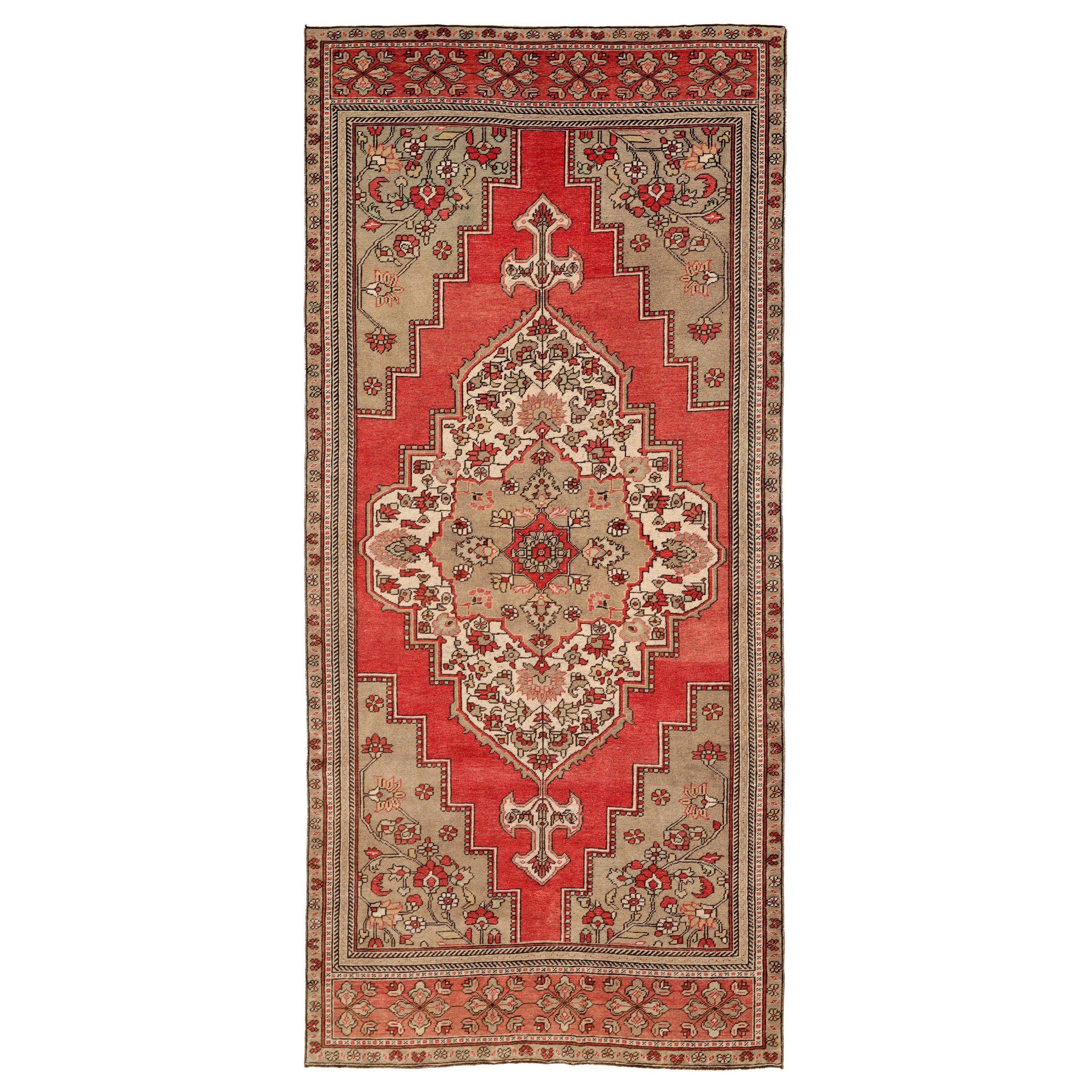 Turkey Anatoly-Teppiche - Wolle Elfenbein Rot Taupe Design - 92891