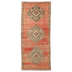 Petit tapis turc Anatoly - Laine vert ivoire rouge motif - 92910