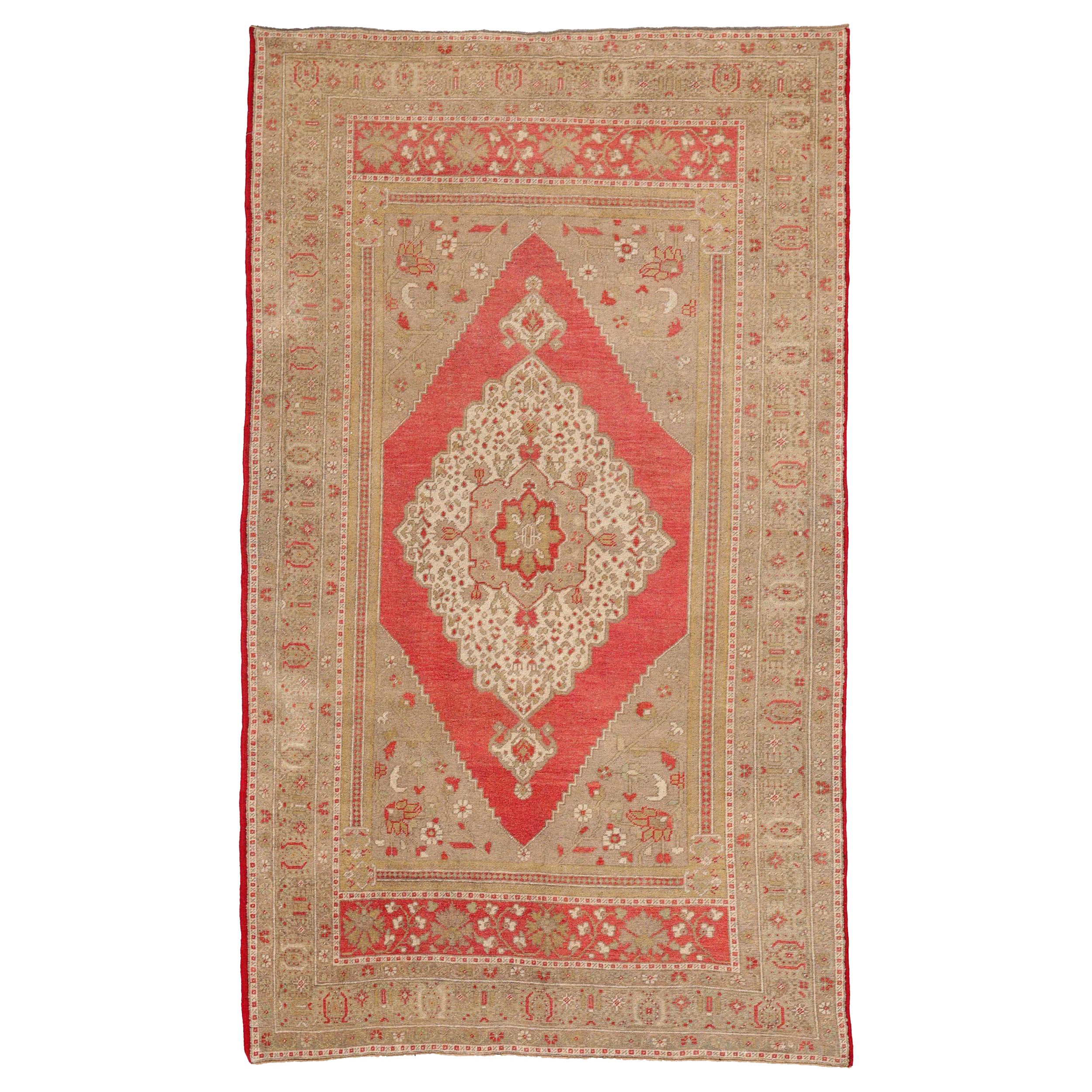 Türkische Anatoly-Teppiche - Wolle Elfenbeinrot Design - 92897