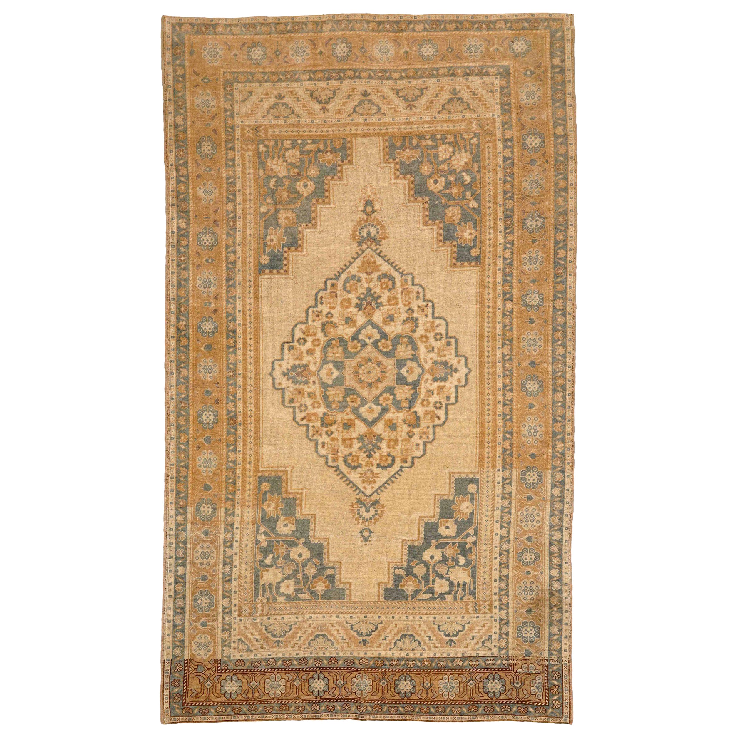 Türkische Anatoly-Teppiche - Wolle Grau Elfenbein Orange Design - 92918