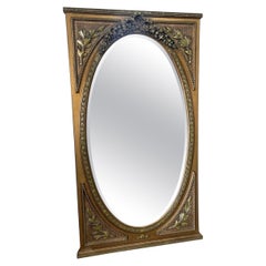 Antique French Hand Carved French Floor Beveled Glass Mirror