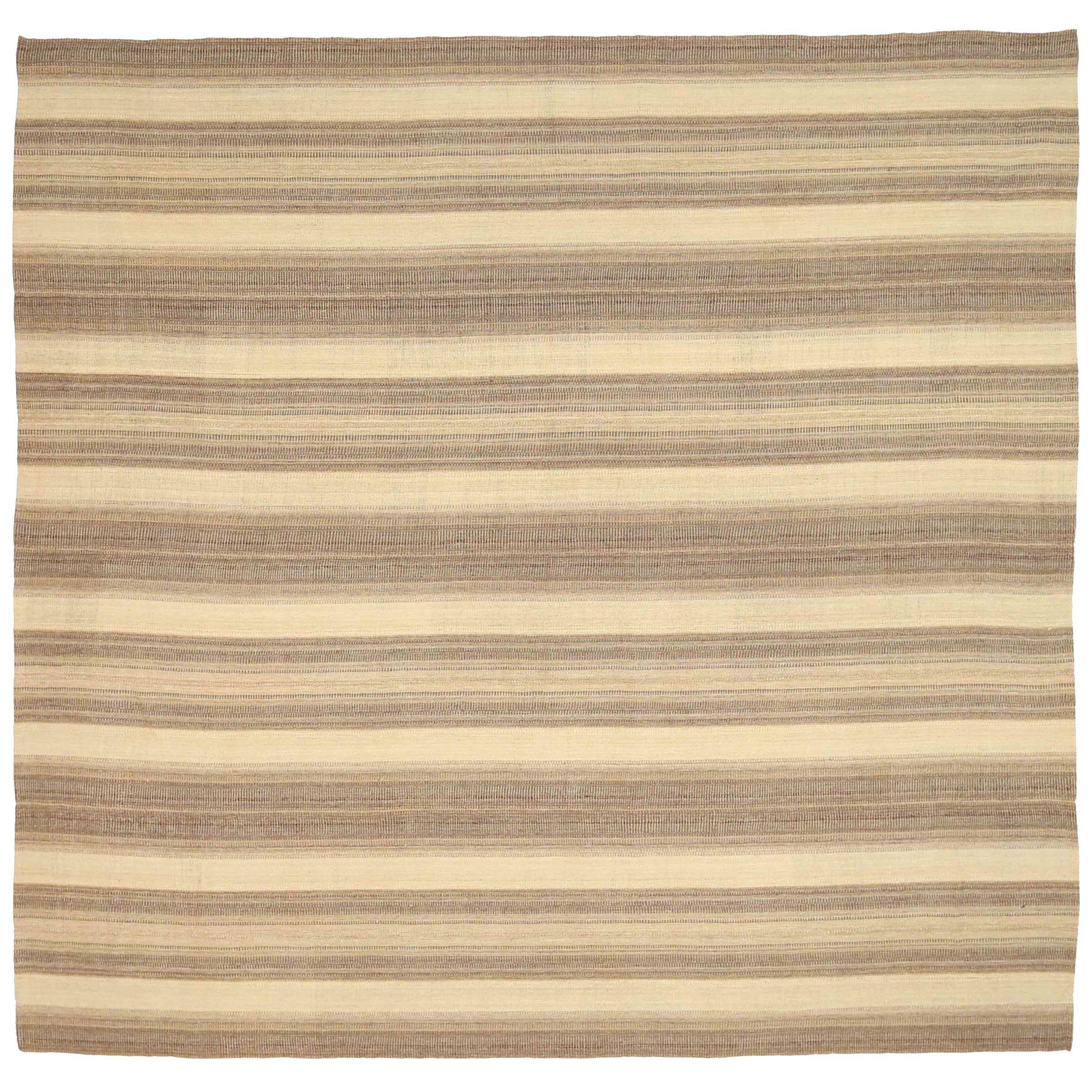 Tappeti persiani Kilim quadrati - Lana Marrone Avorio Taupe - 88411