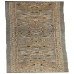 Afghanistan Sultanabad Runner Rug - Wool Blue Gray Ivory - 88454