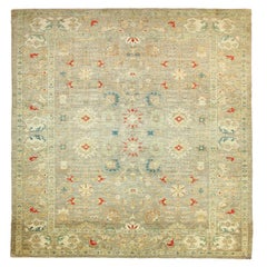 Tapis d'Afghanistan Sultanabad en laine bleu ivoire rouge motif - 88746