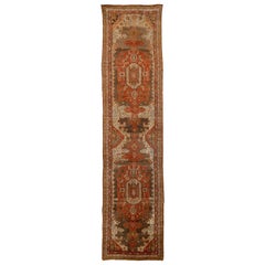 Persischer Malayer Läufer Teppich - Wolle Braun Elfenbein Rot Design - 88771