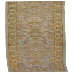 Afghanistan Rose Collection Runner Rug - Wool Blue Ivory - 88551