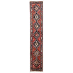 Alfombra Persa Shiraz - Lana Azul Marino Diseño Rojo - 88787