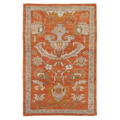 Petit tapis Sultanabad en laine bleu ivoire rouge motif - 88589
