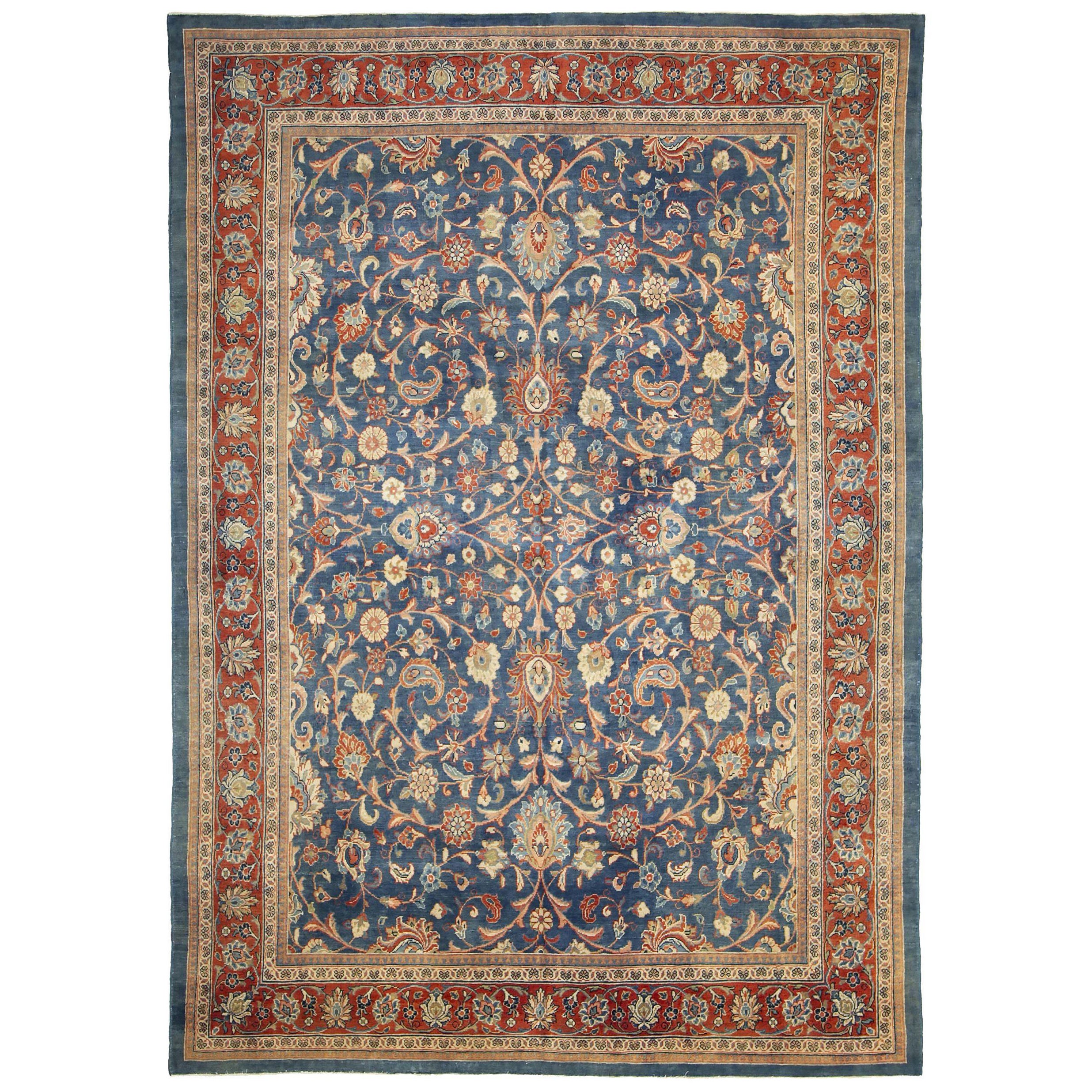 Persische Mahal-Teppiche - Wolle Blau Elfenbein Rot Design - 88798