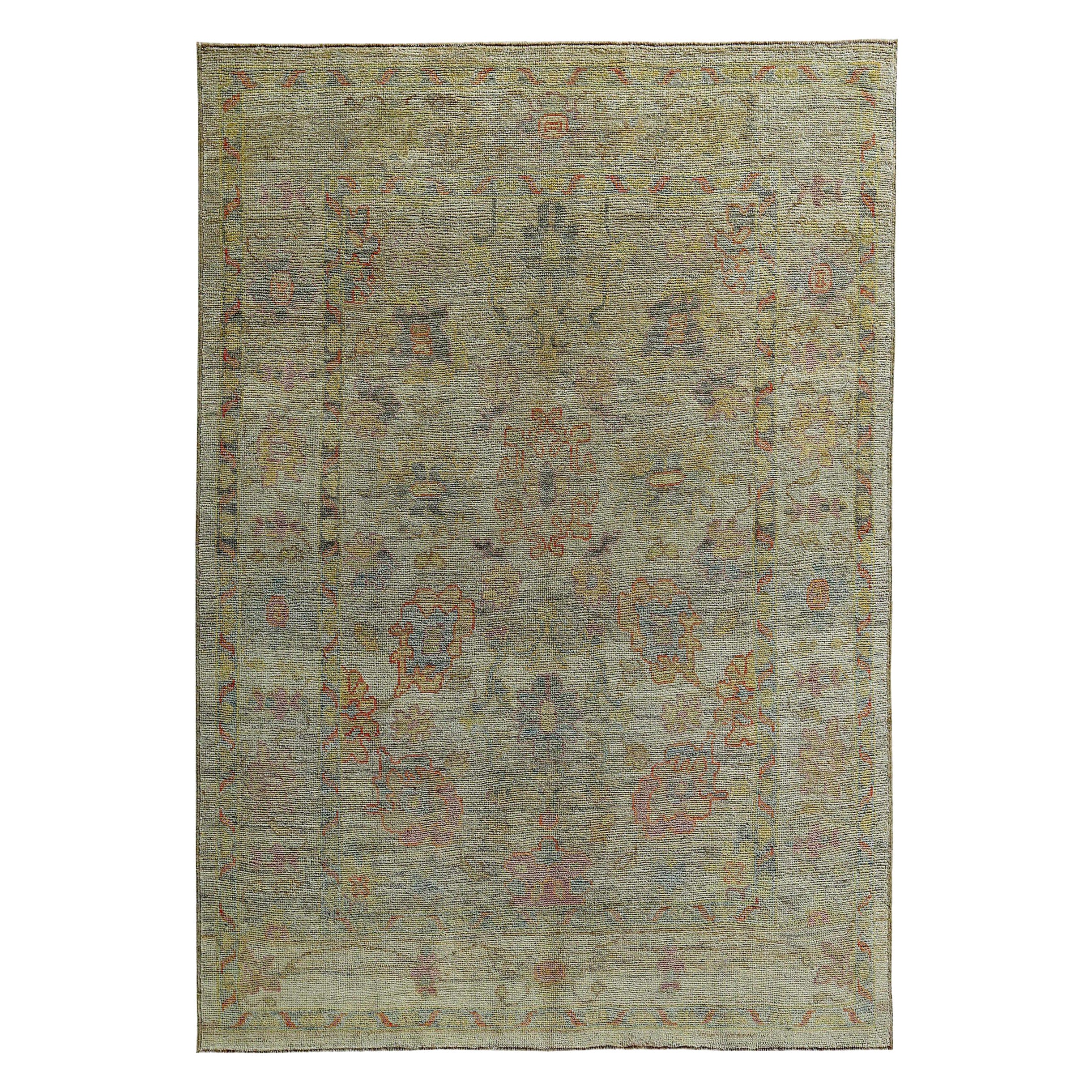 Persian Rose Collection Area Rugs - Wool Green Ivory Pink - 89103