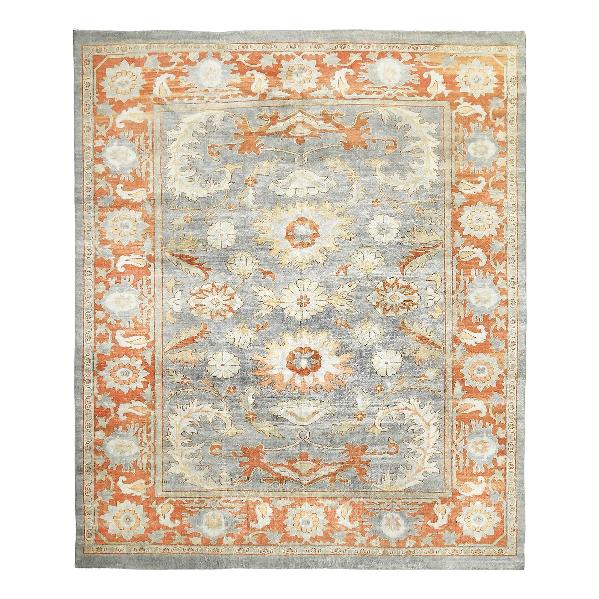 Alfombras Persas Sultanabad Rugs - Lana Azul Marfil Naranja Diseño - 88919