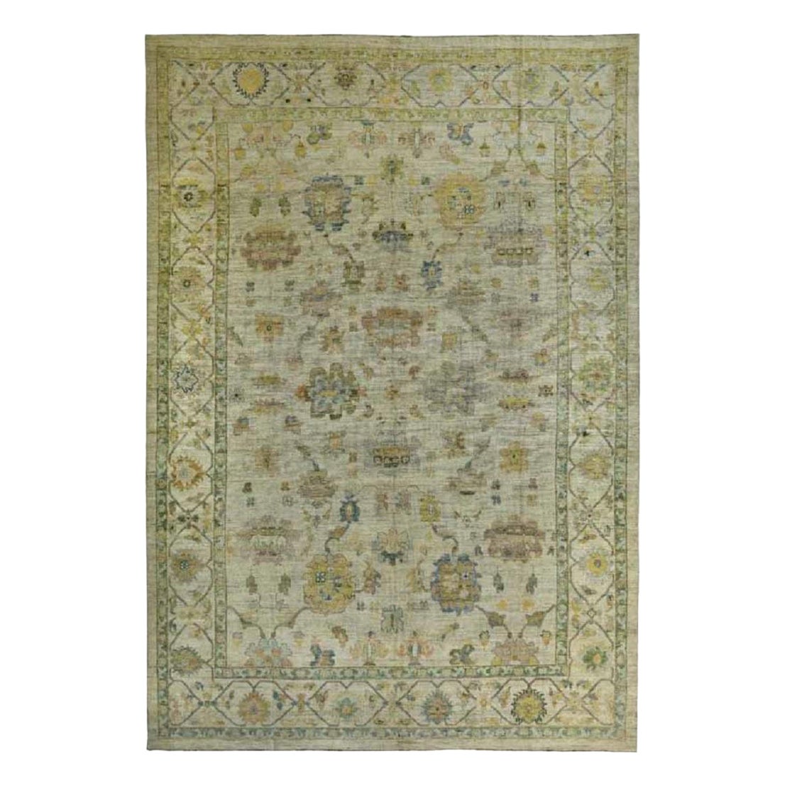 Persian Rose Kollektion Over Size Teppich - Wolle Grün Elfenbein - 89104