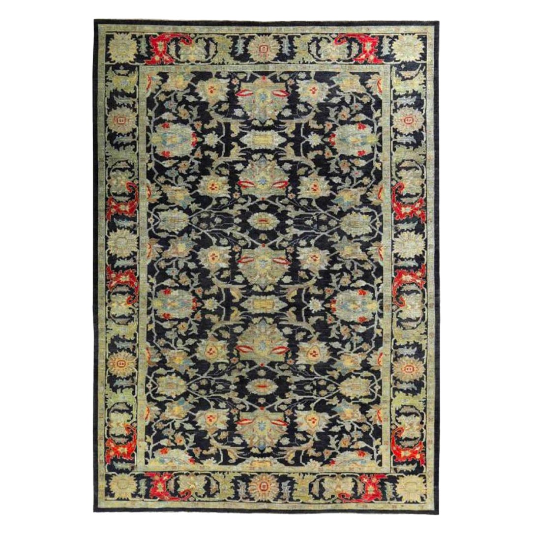 Persische Sultanabad-Teppiche aus Wolle - Schwarz, Grün, Rot, Design - 89108
