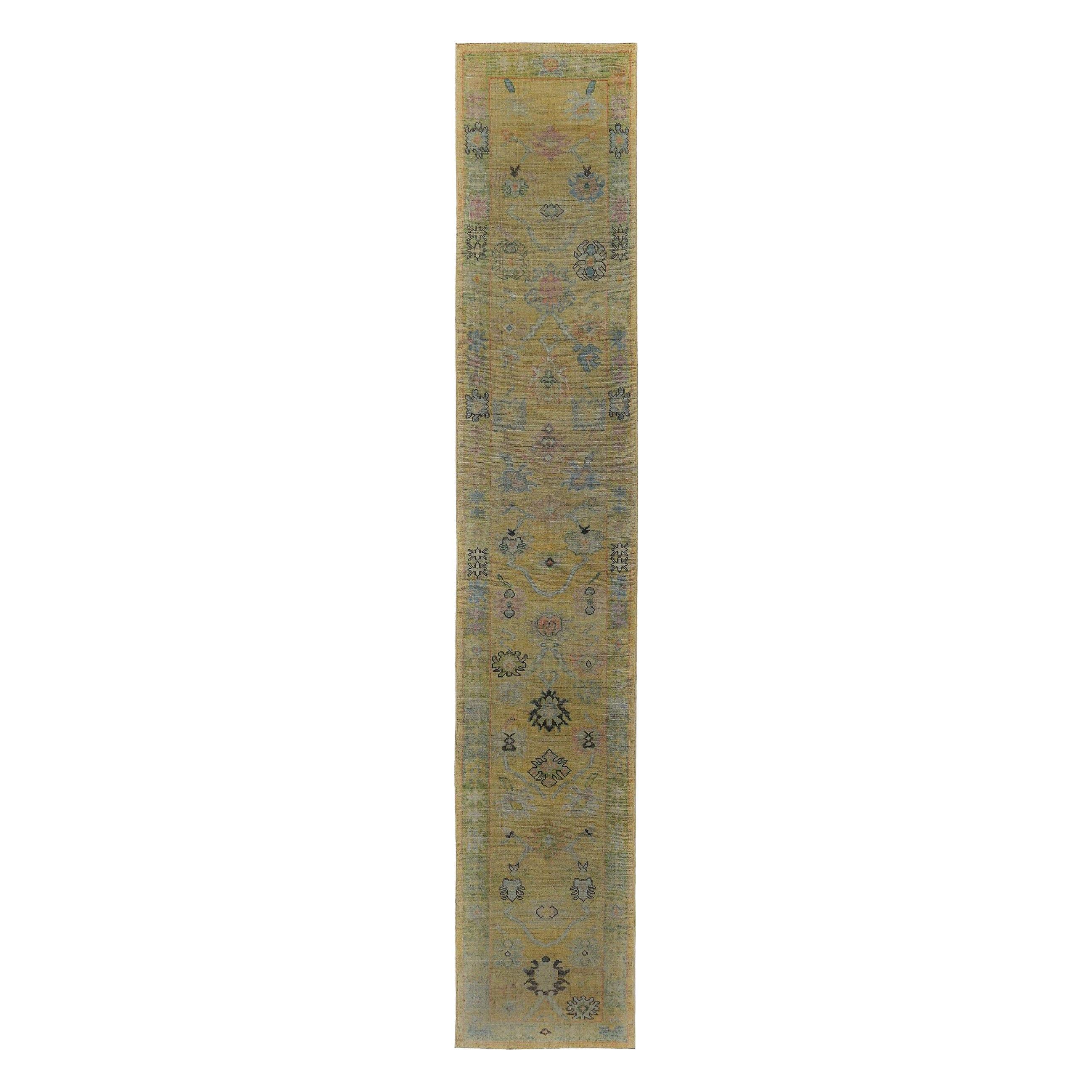 Persian Rose Collection Runner Rug - Wool Blue Purpel Yellow - 89155