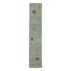 Alfombra Persa Oushak - Diseño Lana Marfil Azul Claro - 89076