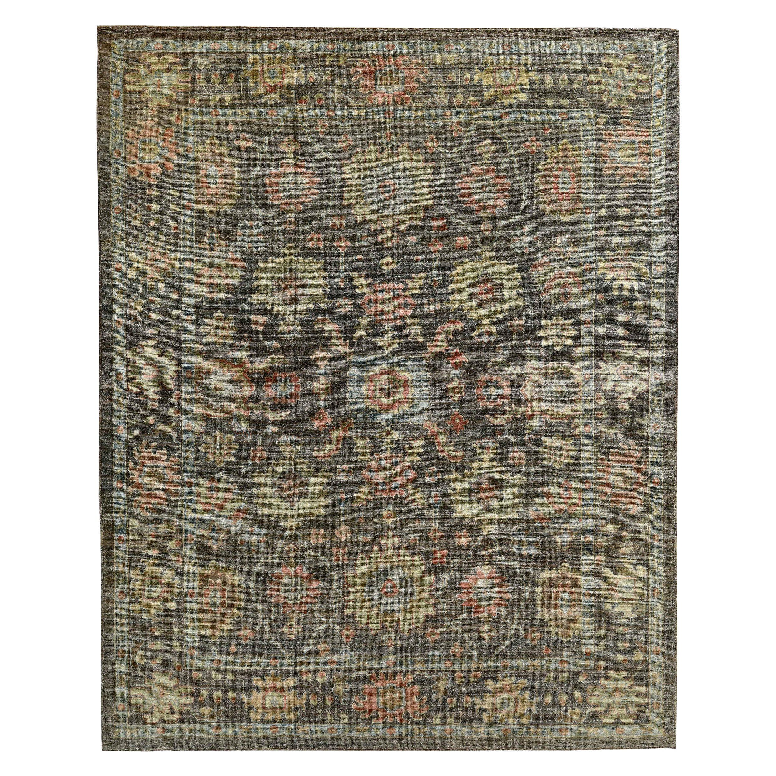 Persische Rose Sammlung Bereich Teppiche - Wolle Brown Grün Rosa - 89095