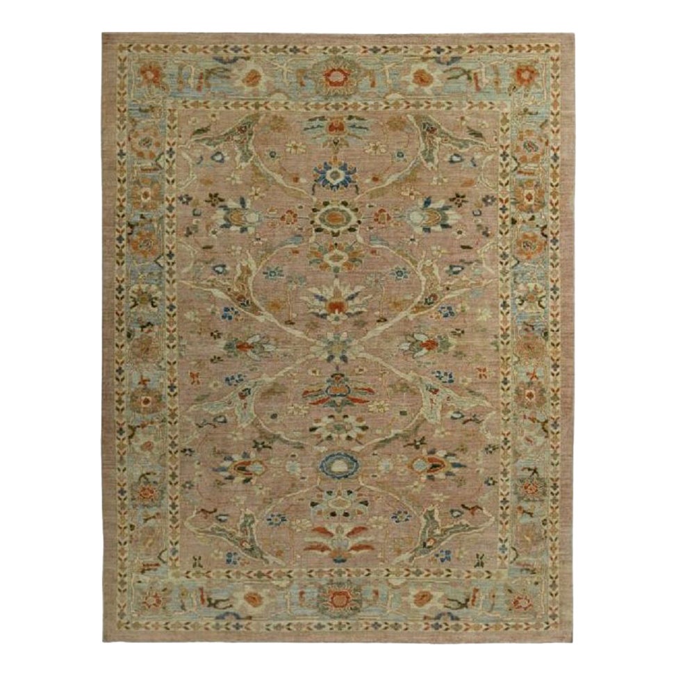 Persische Sultanabad-Teppiche aus Wolle in Blau und Rosa mit Design - 89272