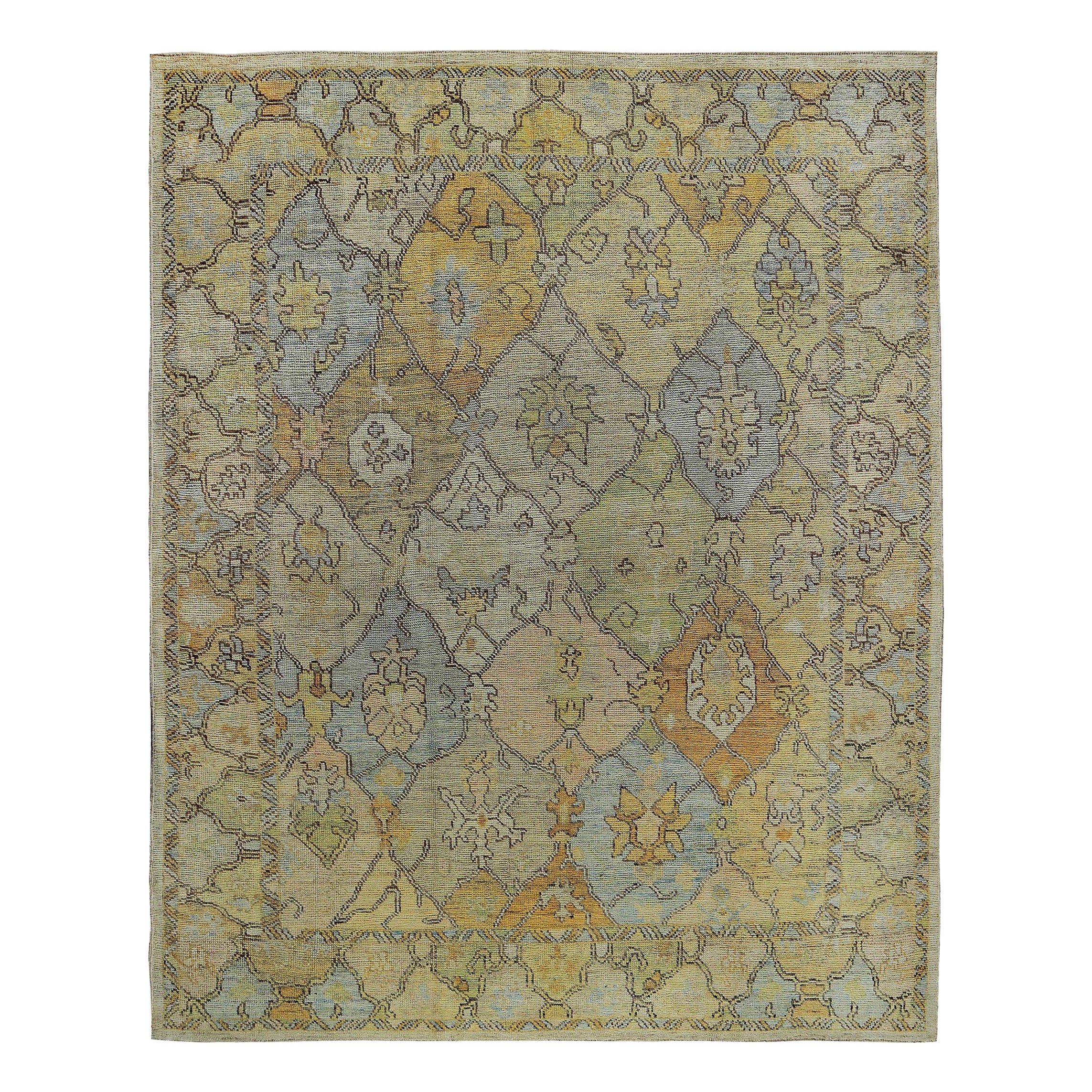 Persian Rose Collection Area Rugs - Wool Blue Green Orange - 89219