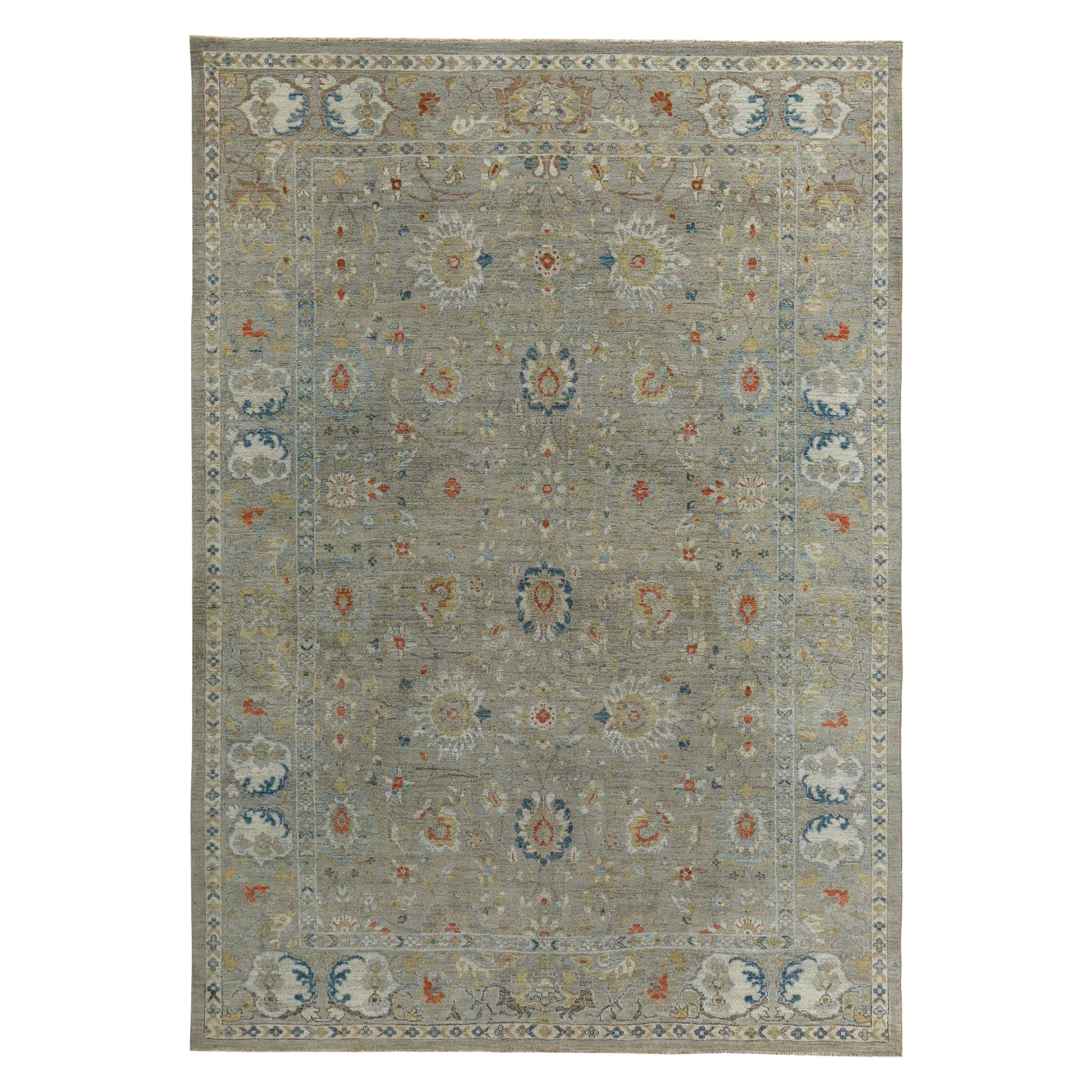 Persische Sultanabad Bereich Teppiche - Wolle Grau Elfenbein Gelb Design - 89273