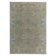 Tapis persans Sultanabad - Motif en laine gris ivoire jaune - 89273