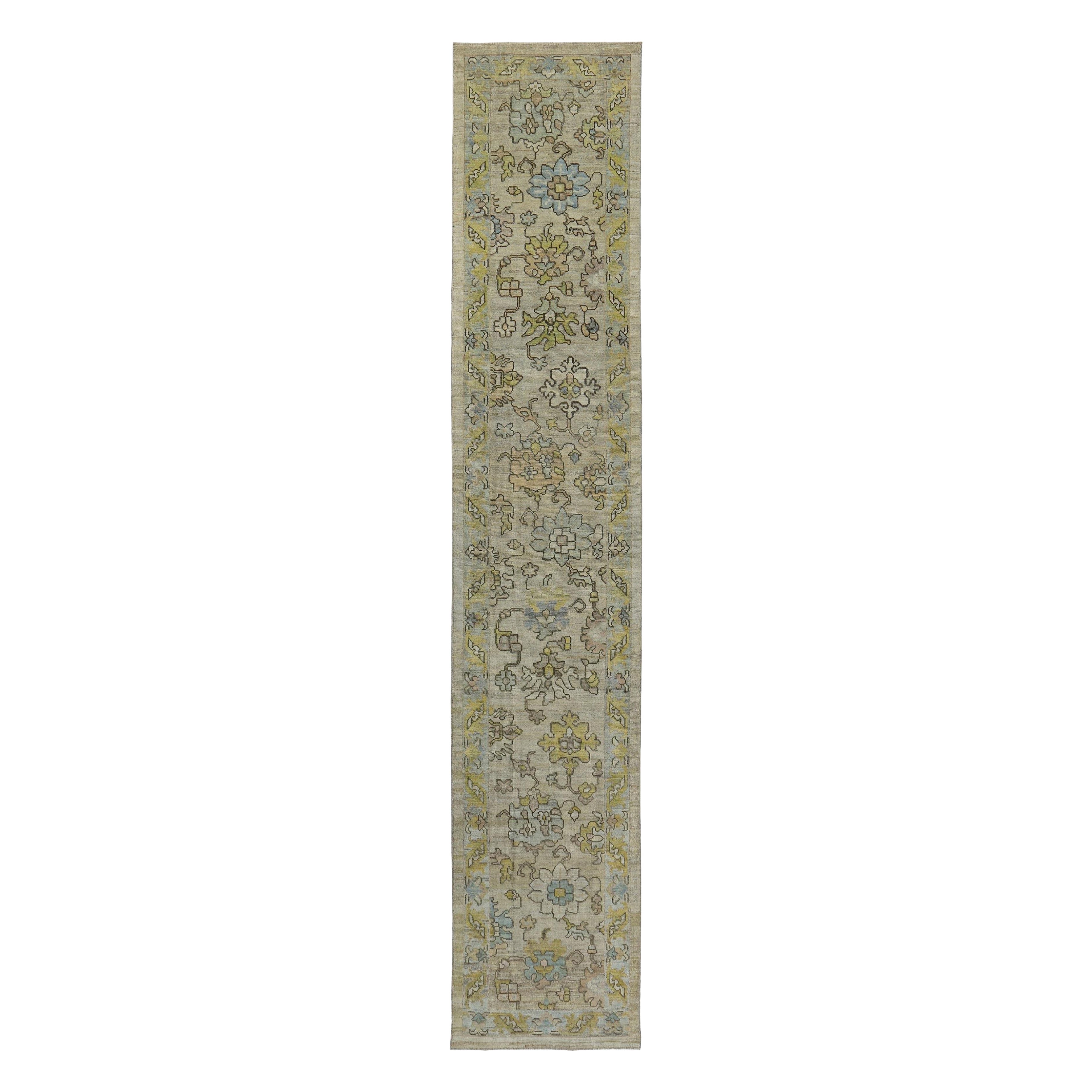 Persische Rose Kollektion Läufer Teppich - Wolle Elfenbein Gelb Design - 89311