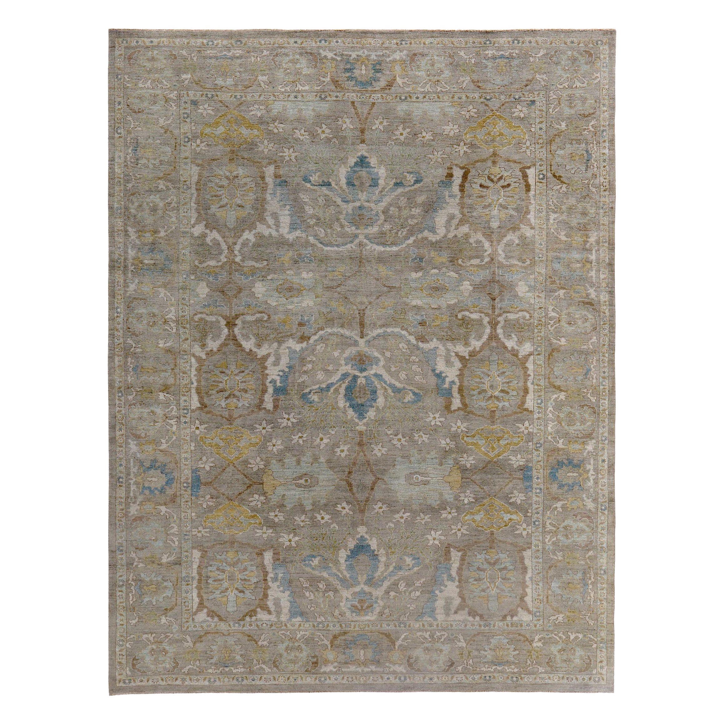 Persische Sultanabad-Teppiche - Wolle Blau Elfenbein Taupe Design - 89261