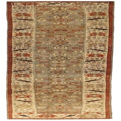 Persian Heriz Runner Rug - Wool Brown Ivory Red Taupe Design - 75762
