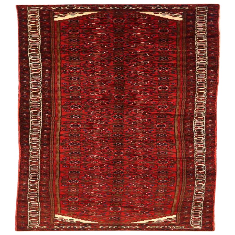 Tappeto Persiano Hosseinabad Runner - Lana Marrone Avorio Rosso Design - 75768
