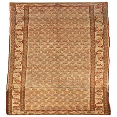 Persian Malayer Runner Rug - Wool Brown Ivory Red Design - 75774
