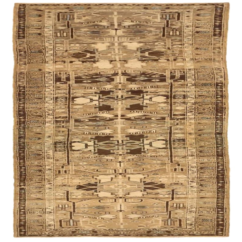 Persischer Zanjan Läufer Teppich - Wolle Braun Elfenbein Taupe Design - 75781
