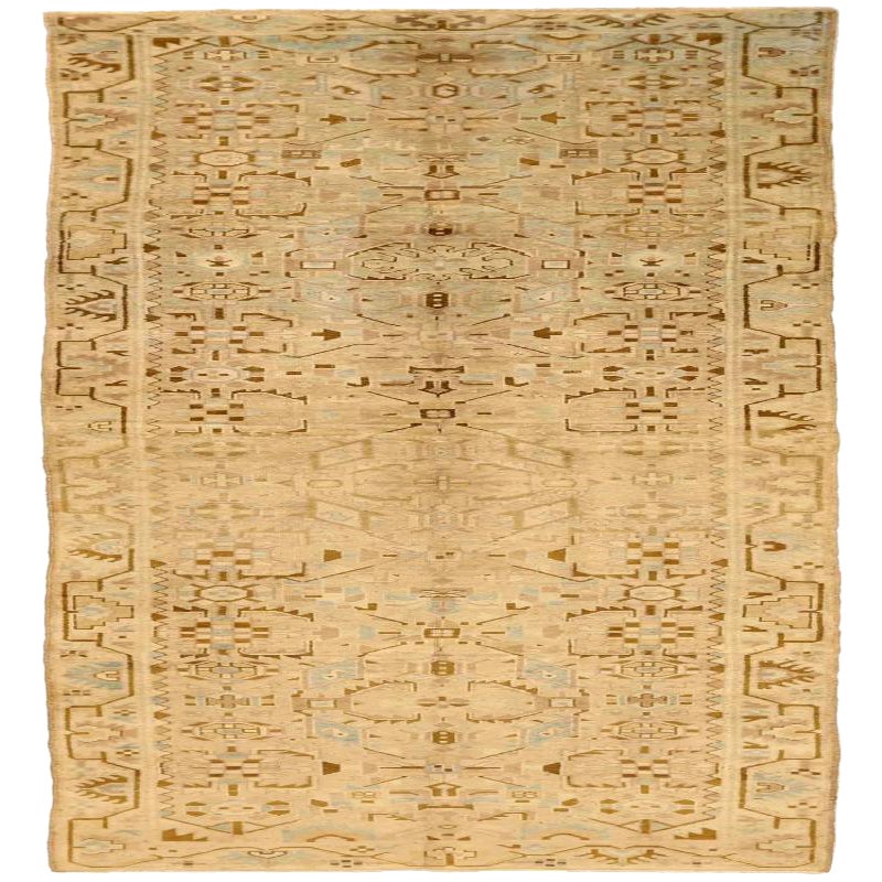 Persischer Malayer Läufer Teppich - Wolle Blau Braun Elfenbein Design - 75782