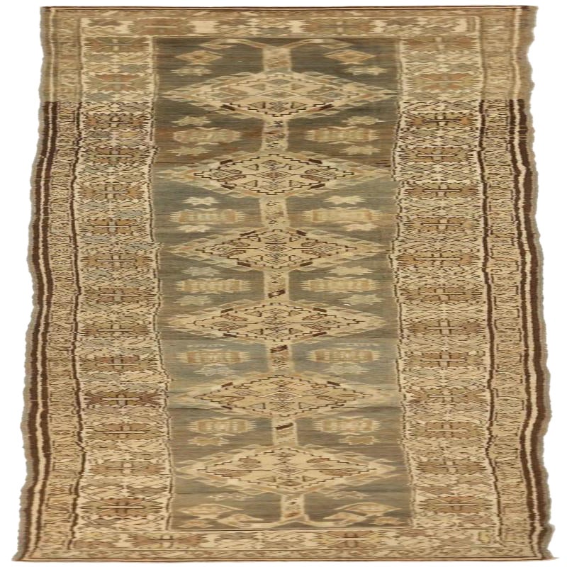 Persischer Heriz Läufer Teppich - Wolle Braun Elfenbein Design - 75835