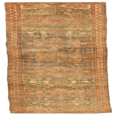 Persian Mehraban Runner Rug - Wool Brown Green Ivory Red - 75837