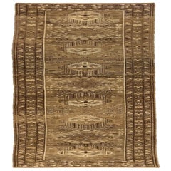 Persian Saison Runner Rug - Wool Brown Ivory Design - 75796