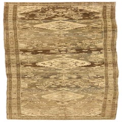 Persischer Hamadan Läufer Teppich - Wolle Braun Elfenbein Taupe Design - 75804