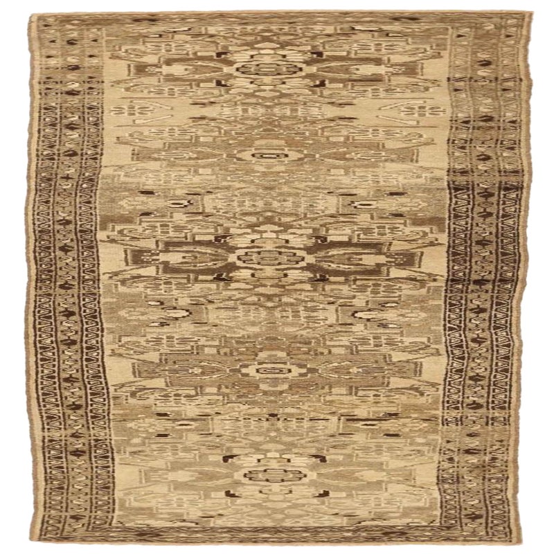 Persischer Zanjan Läufer Teppich - Wolle Braun Elfenbein Taupe Design - 75816