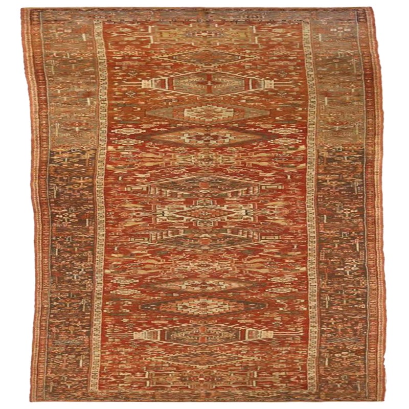 Tappeto Persiano Gharajeh - Lana Marrone Avorio Rosso - 75825