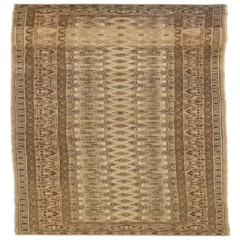 Persischer Malayer Läufer Teppich - Wolle Braun Elfenbein Design - 75826