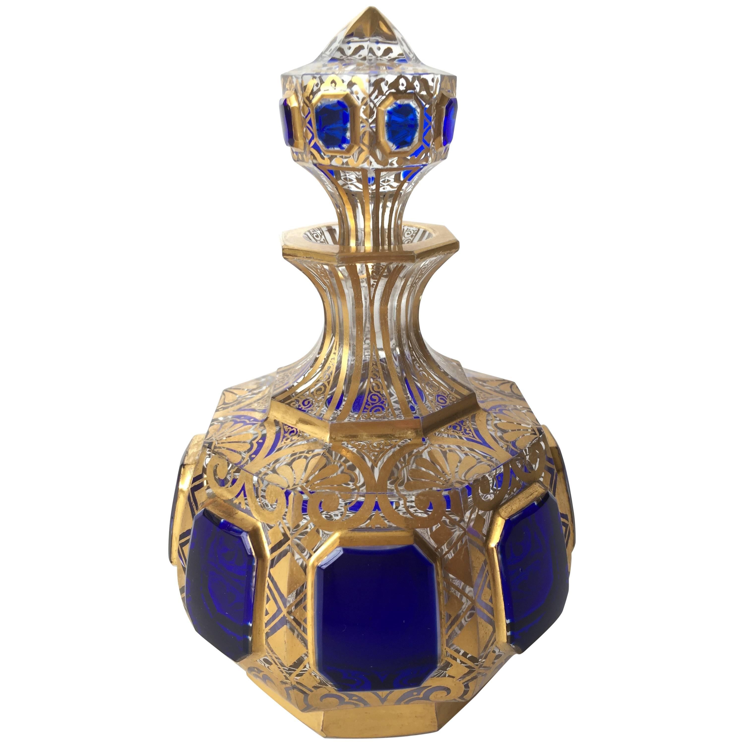 Moser Perfume Cabochon Cut Two Color Gilded, circa 1900 For Sale