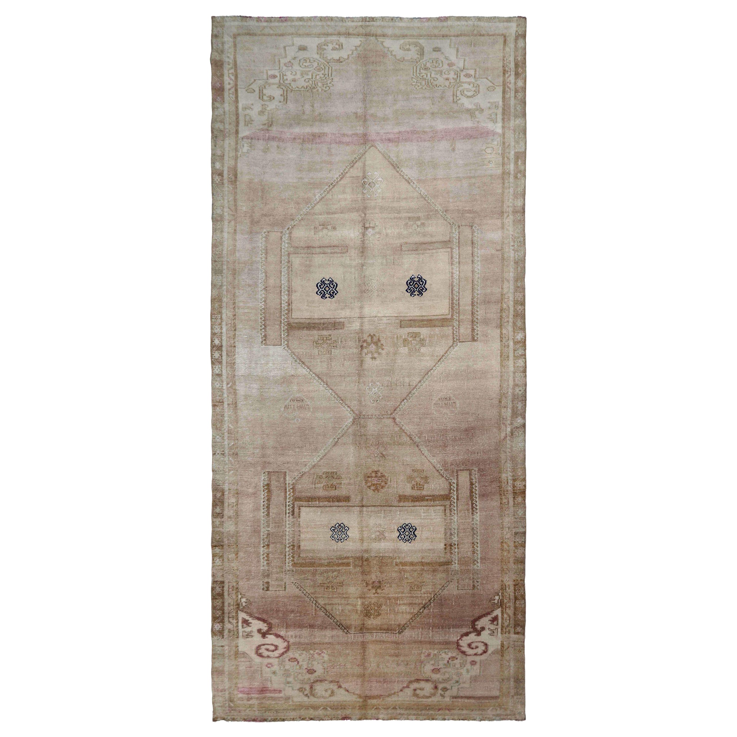 Türkei Anatoly Bereich Teppiche - Wolle Braun Elfenbein Rosa Design - 93028 im Angebot