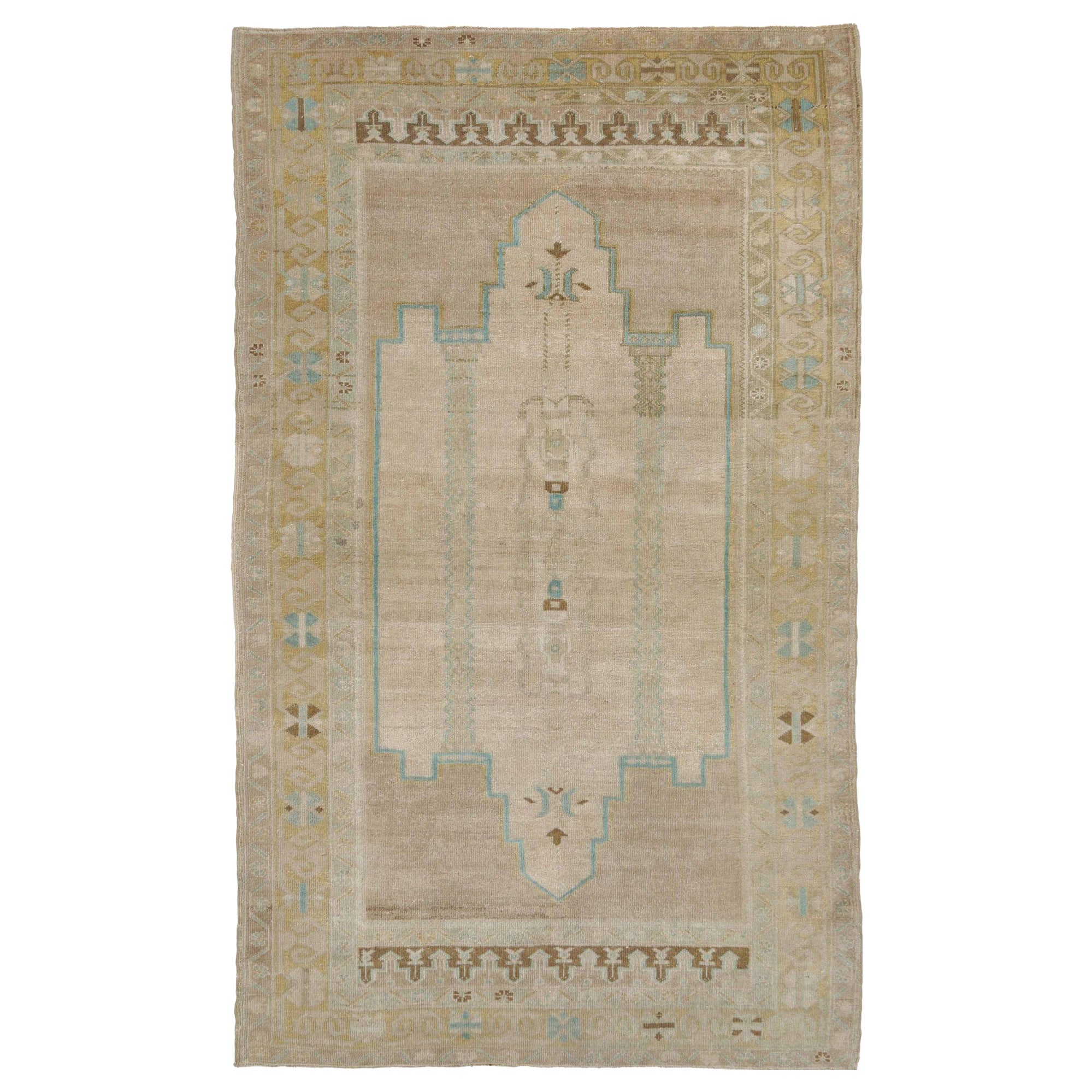 Türkei Anatoly Small Rug - Wolle Blau Elfenbein Gelb Design - 93051