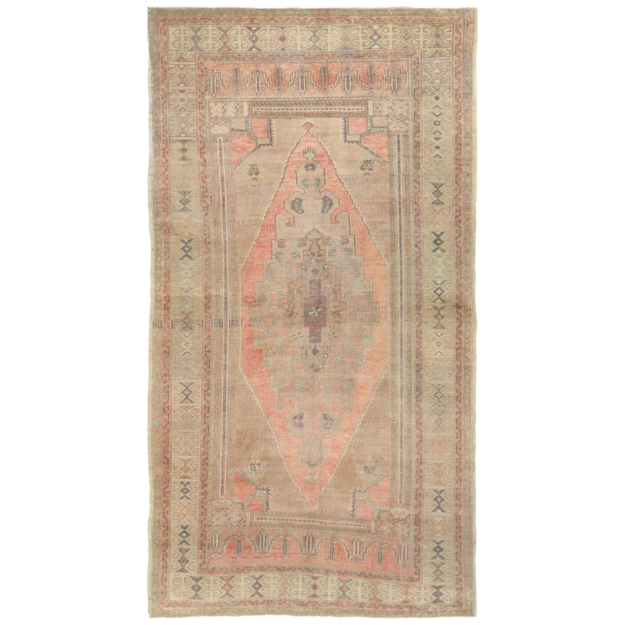 Türkischer Anatoly Kleiner Teppich - Wolle Rosa Taupe Design - 93052