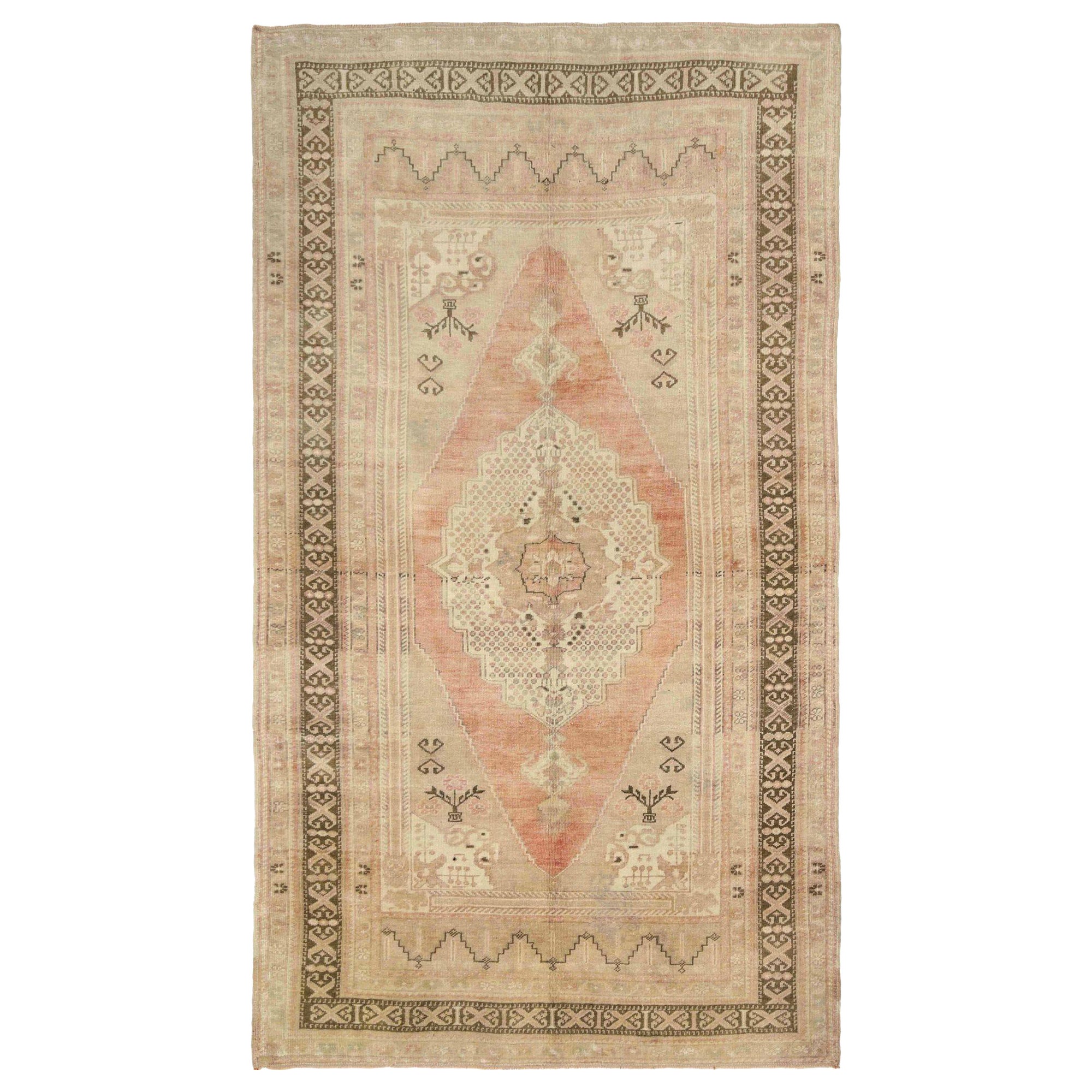 Turkey Anatoly-Teppiche - Wolle Elfenbein Rosa Taupe Design - 93055