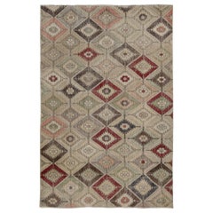 Turkey Anatoly Small Rug - Wool Brown Green Ivory Pink Red - 93058